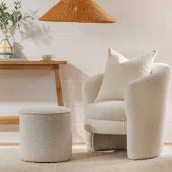 Adele Small Boucle Ottoman