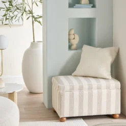 Adeline Stripe Storage Ottoman