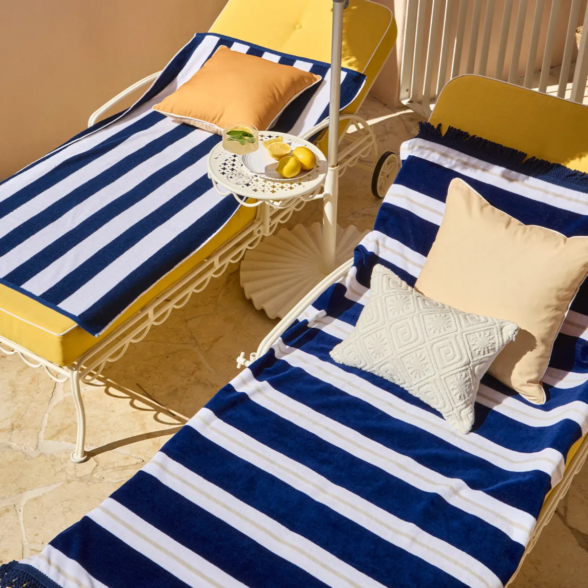 Aegean Navy Stripe Large Beach Towel