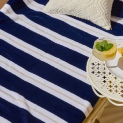 Aegean Navy Stripe Large Beach Towel