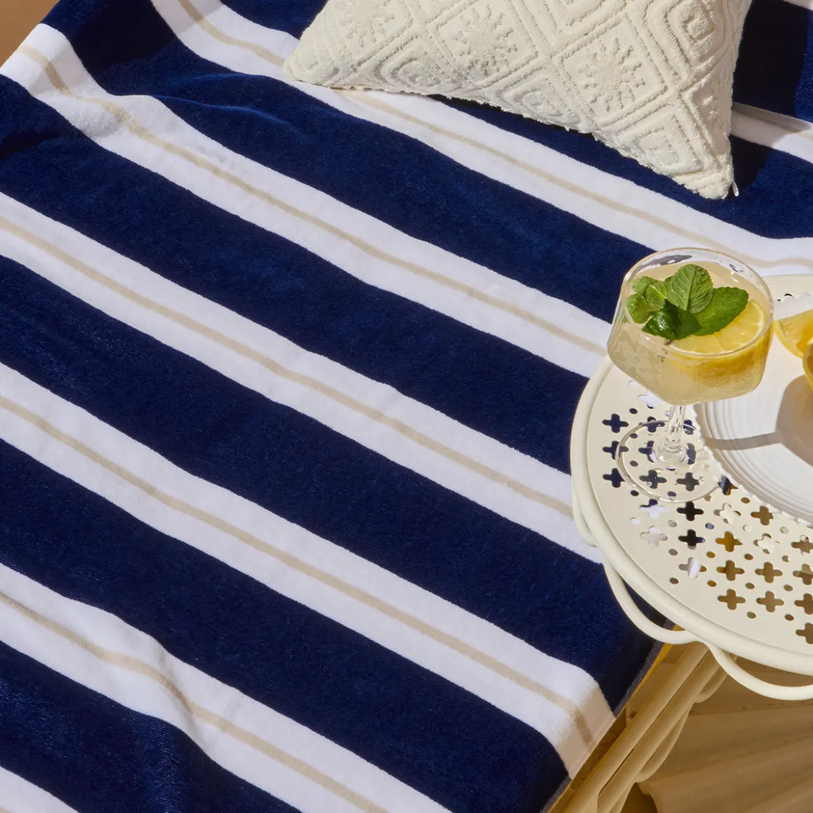 Aegean Navy Stripe Large Beach Towel