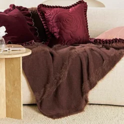 Alara Stripe Knitted Faux Fur Throw