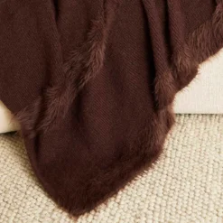 Alara Stripe Knitted Faux Fur Throw