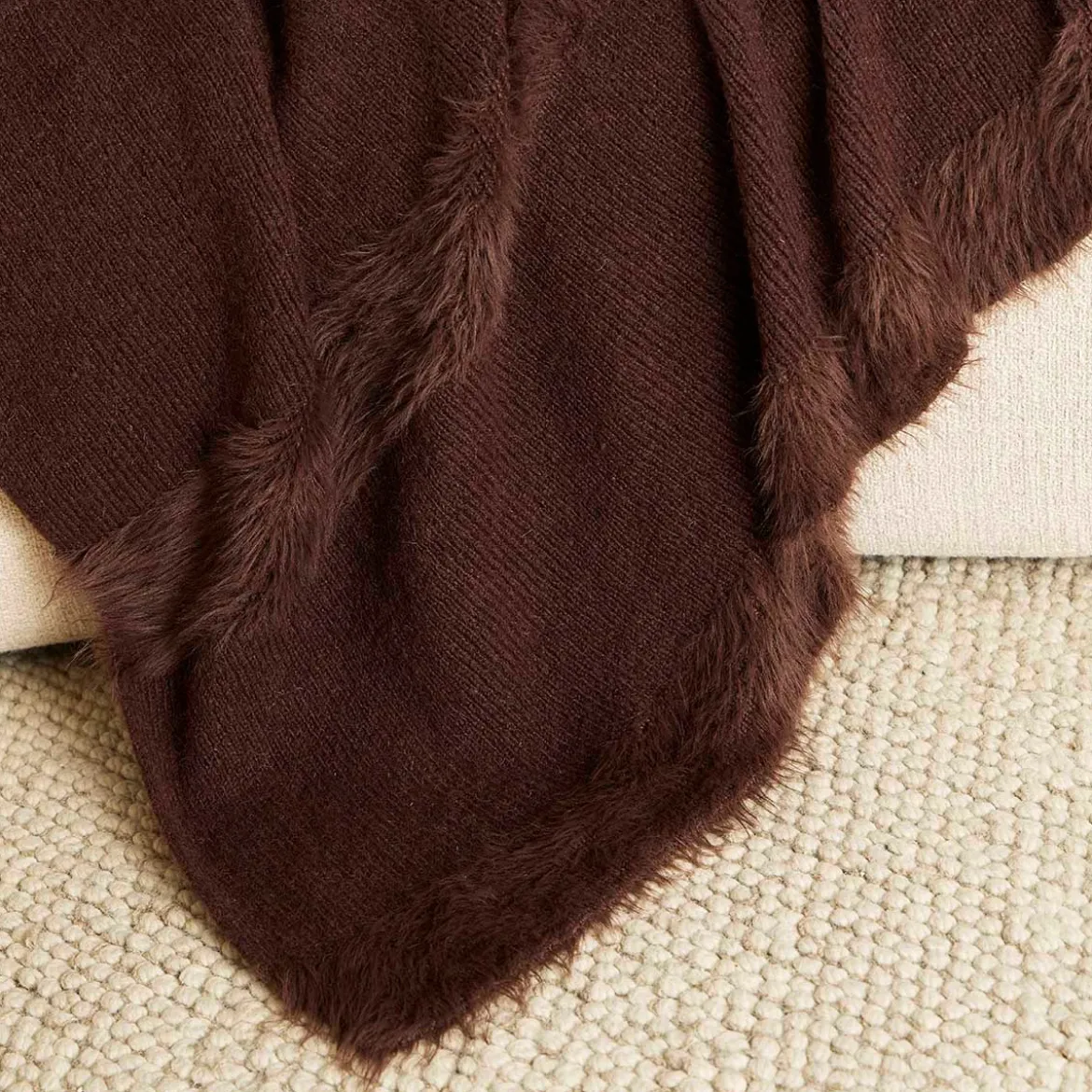 Alara Stripe Knitted Faux Fur Throw
