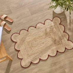 Aria Scalloped Brown Jute Indoor Mat