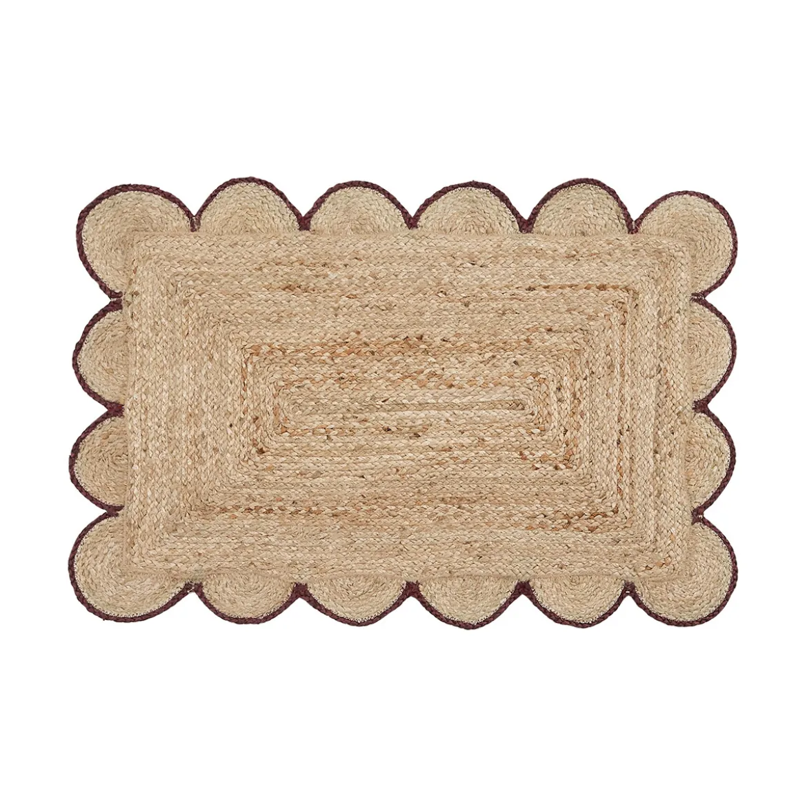 Aria Scalloped Brown Jute Indoor Mat