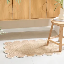 Aria Scalloped Natural/White Jute Indoor Mat