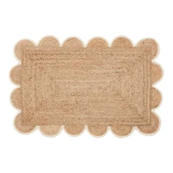 Aria Scalloped Natural/White Jute Indoor Mat