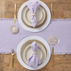 Ashra Lilac Fringed Napkin Set of 4