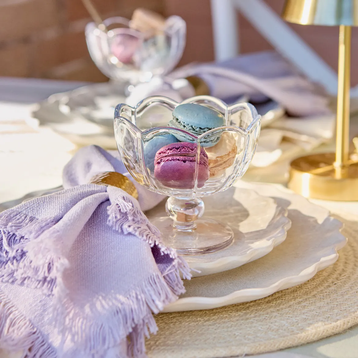 Ashra Lilac Fringed Napkin Set of 4