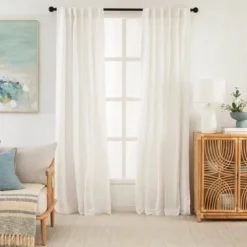 Aspen White Room Darkening Curtains Set of 2