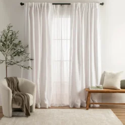 Aspen White Room Darkening Curtains Set of 2