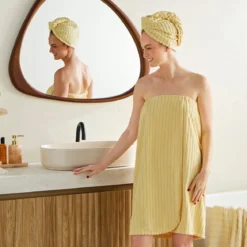 Auden Yellow Stripe Microfibre Towel Wrap Range