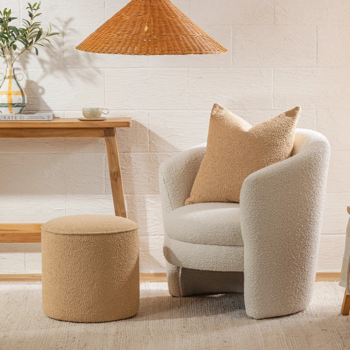 Ava Boucle Caramel Cushion