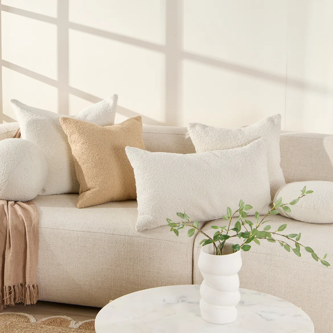 Ava Boucle Caramel Cushion