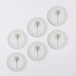 Bangalow Green Palm Cork Coaster Set of 6