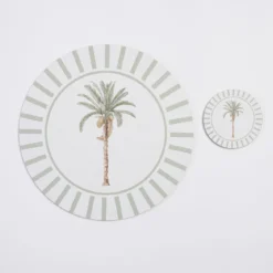 Bangalow Green Palm Cork Coaster Set of 6
