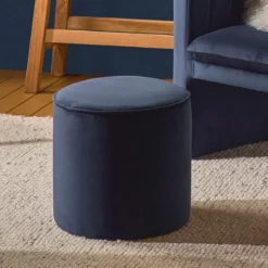 Bentley Navy Blue Velvet Ottoman