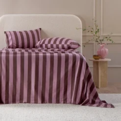 Berry Stripe Cotton Flannelette Sheet Set