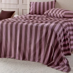 Berry Stripe Cotton Flannelette Sheet Set