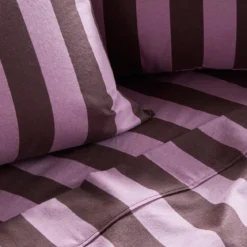 Berry Stripe Cotton Flannelette Sheet Set