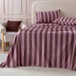 Berry Stripe Cotton Flannelette Sheet Set