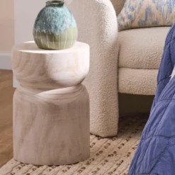 Bosa White Washed Stool