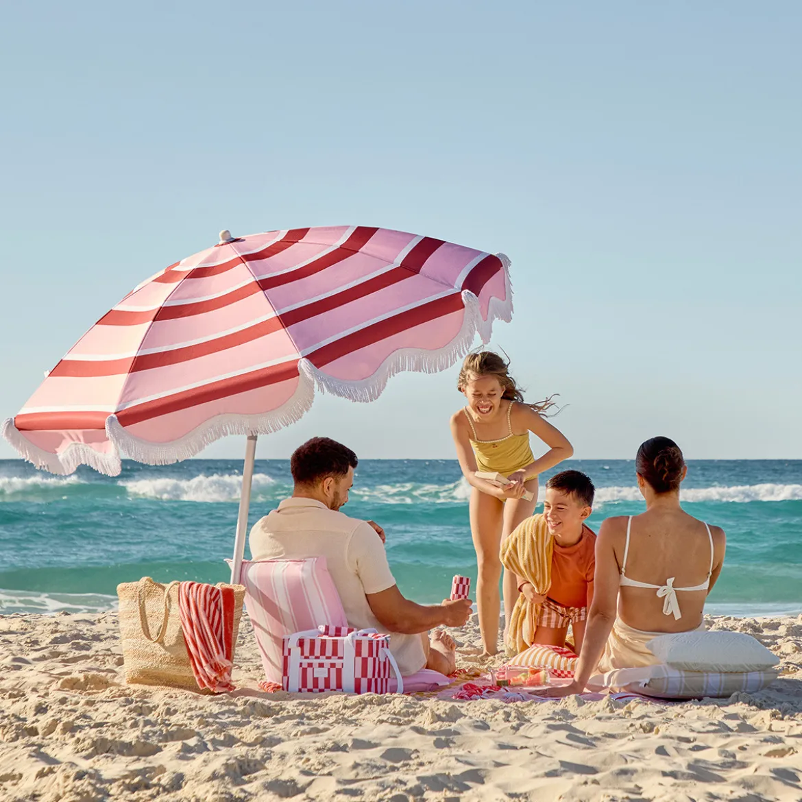 Carmelita Scalloped Fringed Beach Umbrella