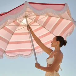 Carmelita Scalloped Fringed Beach Umbrella