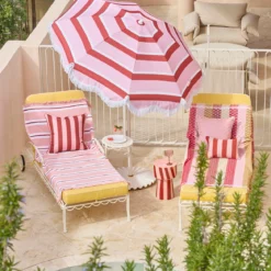 Carmelita Scalloped Fringed Beach Umbrella