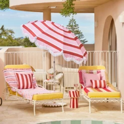 Carmelita Scalloped Fringed Beach Umbrella