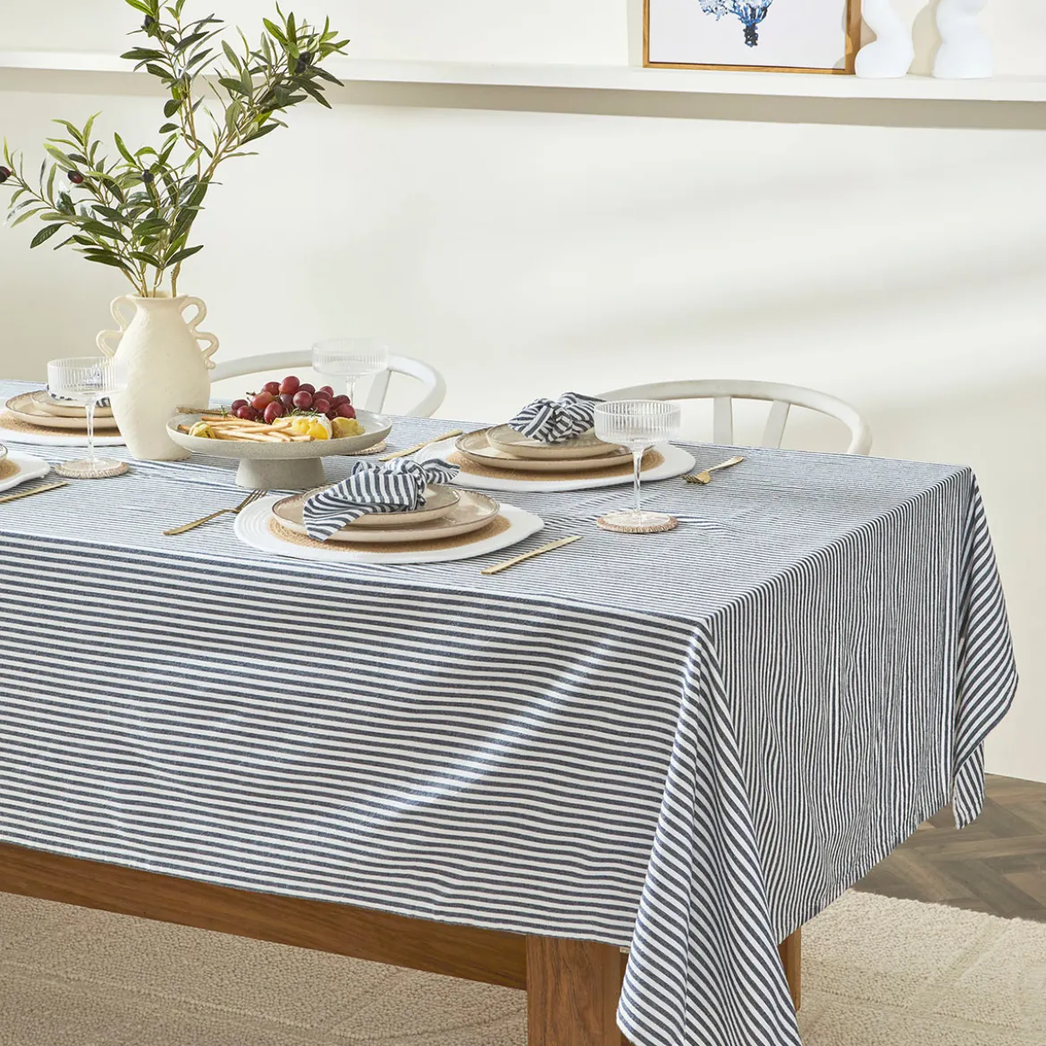 Catania Navy Stripe Table Cloth 150x230cm