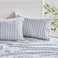 Charcoal Stripe Cotton Flannelette Sheet Set