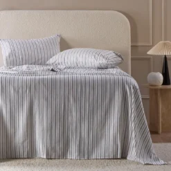 Charcoal Stripe Cotton Flannelette Sheet Set