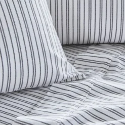 Charcoal Stripe Cotton Flannelette Sheet Set