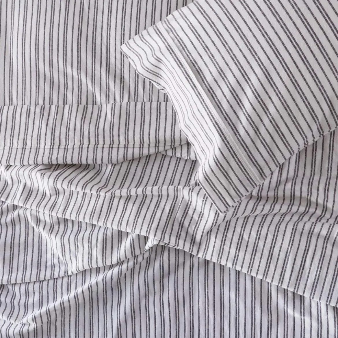 Charcoal Stripe Cotton Flannelette Sheet Set