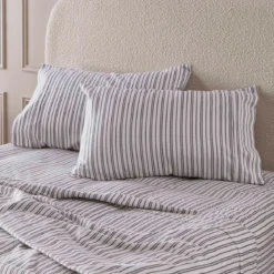 Charcoal Stripe Cotton Flannelette Sheet Set