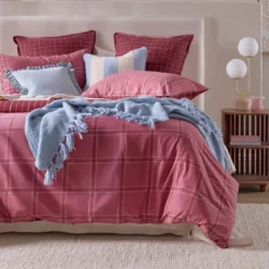 Charli Reversible Check/Stripe Quilt Cover Set