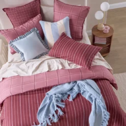 Charli Reversible Check/Stripe Quilt Cover Set
