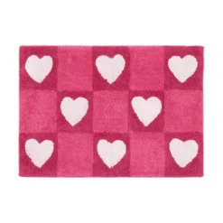 Checkered Hearts Bath Mat