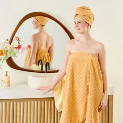Check Orange Microfibre Towel Wrap Range