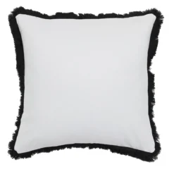 Chester White/Black Fringed Feather Cushion