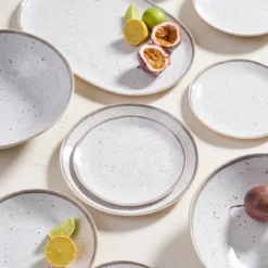 Dapple White Bamboo Melamine Outdoor Dinnerware