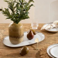 Dapple White Bamboo Melamine Outdoor Serveware
