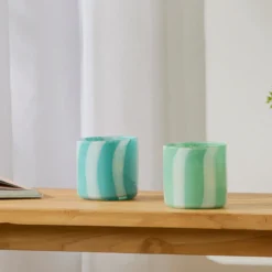 Dash Stripe Glass Candle Holder