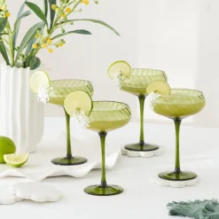 Della Green Cocktail Coupe Glass Set of 4
