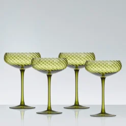 Della Green Cocktail Coupe Glass Set of 4
