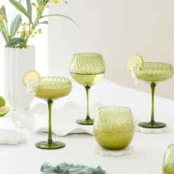Della Green Cocktail Coupe Glass Set of 4