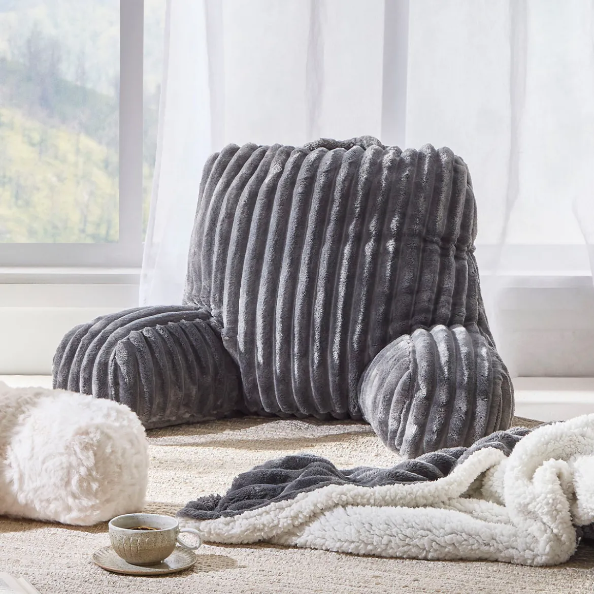 Denali Faux Fur Bed Rest Reading Pillow