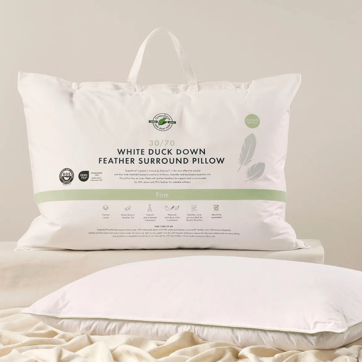 30/70 Duck Down Feather Firm Pillow